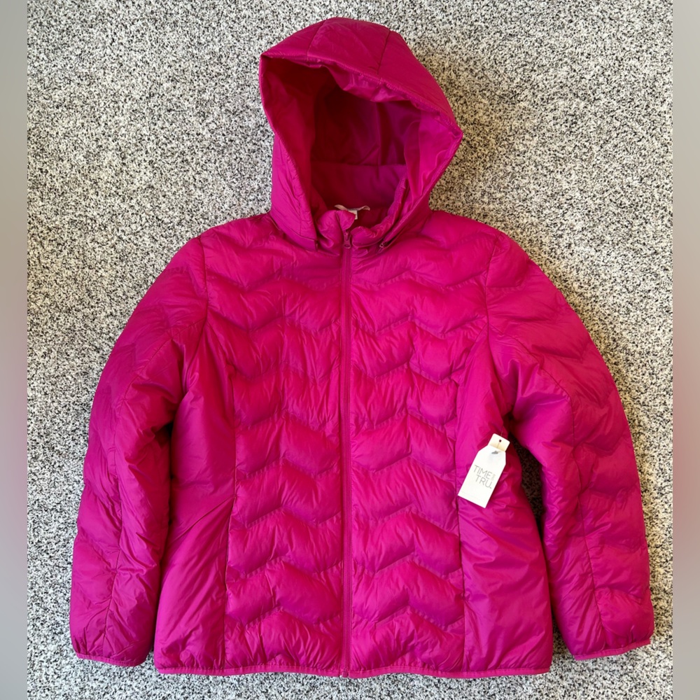 Time and Tru Pink Missy Bubble Jacket Size: XL 16-18